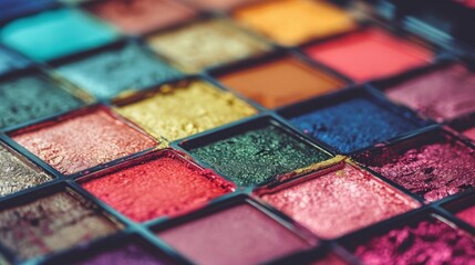 Lots of colorful make-up palettes to give you a really beautiful female face Generative AI