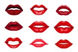 Fototapeta Pokój dzieciecy - Female human red lips set illustration, simple style