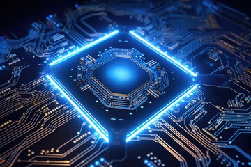Leinwandbilder - Complex circuit board, illustrating the integration of artificial intelligence technology with electronic hardware.