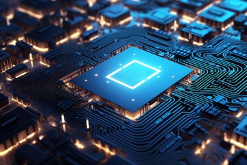 Leinwandbilder - Complex circuit board, illustrating the integration of artificial intelligence technology with electronic hardware.