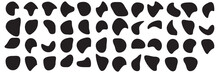 Blob Shape Organic Set. Random Black Cube Drops Simple Shapes. Collection Forms For Design And Paint Liquid Black Blotch Shapes