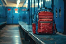 School Bag In A Room Of School. Photo For Advertising. Generative AI