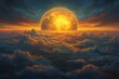 Rising Sun Over Clouds A Stunning View of the Sun Setting in the Sky Generative AI