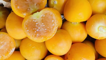 Wall Mural - 4K close up Cape Gooseberry top view