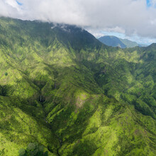 Aerial View From A Tourist Plane Of A Stunning Mount Waialeale, Island Of Kauai, Hawaii