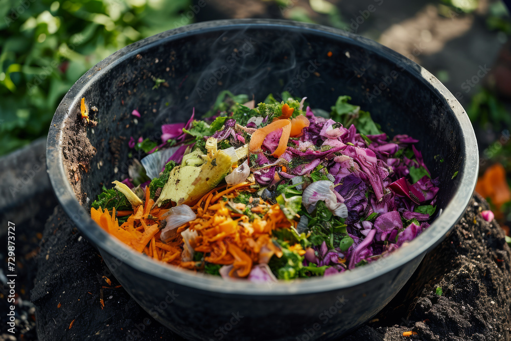 An individual composting kitchen scraps, turning waste into valuable ...