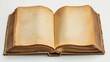 © Zain Graphics - Open an old book isolated on a white background with a clipping path. Top view.