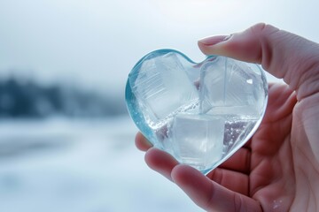 Sticker - person holding a heartshaped ice cube