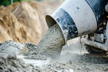 Mixing Concrete With A Portable Cement Mixer