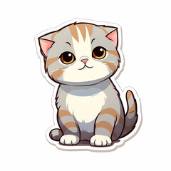 Design sticker cartoon of cat happy funny smile.