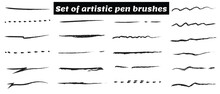 Set Of Artistic Pen Brushes. Hand Drawn Grunge Strokes. Vector Illustration. Doodle Lines, Curves And Borders Vector. Pencil Effect Sketch Isolated 6 5 1 2