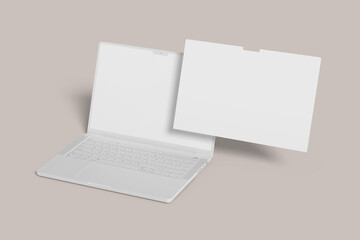 Wall Mural - Clay Laptop Screen Blank Mockup