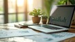 © olegganko - A laptop and financial reports, showcasing digital innovation in finance.