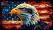 Eagle Eyes on the American Flag A Patriotic Painting Generative AI