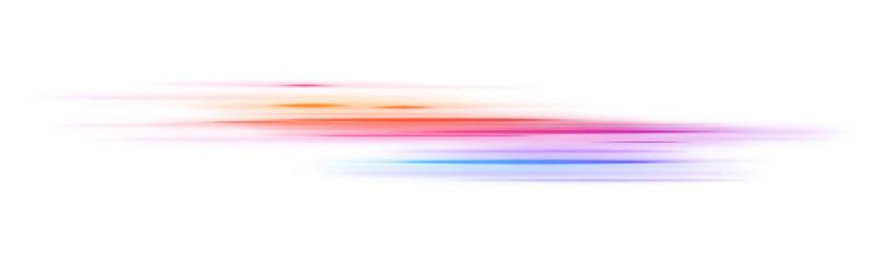 Fototapete - Light beam illustration, neon light strip, high speed motion background, on transparent background in PNG format. Glow luminous glitter shimmer trail. 