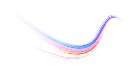 Poster - Neon swirls on a white background PNG. Acceleration speed motion on night road. Magic moving fast speed police lines. 
