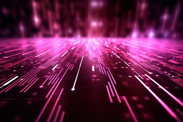 Poster - Abstract futuristic background with pink neon lights. IT, cyberspace, computer data transfer. Perfect for technology and cyber concepts. Virtual reality, artificial intelligence.