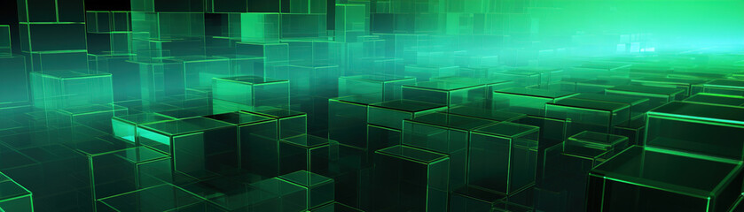 Poster - Abstract futuristic background with green neon lights. IT, cyberspace, computer data transfer. Perfect for technology and cyber concepts. Virtual reality, artificial intelligence.