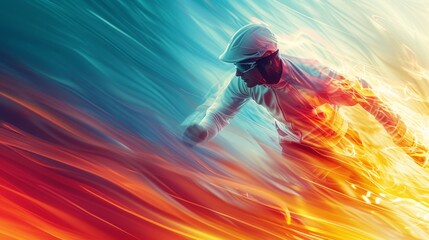 Wall Mural - Dynamic Motion: A burst of vibrant lines and energetic colors capturing the essence of sports in action