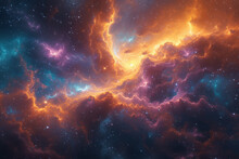 A Maximalist Explosion Of Colors In A Cosmic Landscape Showcases The Awe-inspiring Beauty And Complexity Of The Universe, Where Each Color Represents A Celestial Wonder.  Generative Ai.