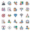 Filled color outline icons set for Management.