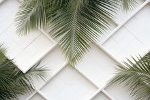 This Close-up Photograph Features A Palm Tree Mounted On A Wall, Showcasing Its Unique Texture And Vibrant Green Foliage.