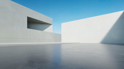 Leinwandbilder - 3d render of abstract modern architecture with empty concrete floor. Scene for car presentation.