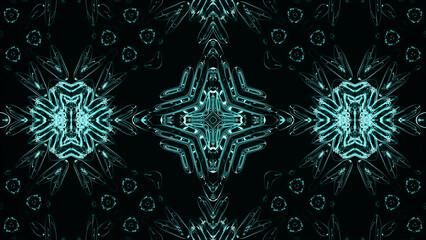 Poster - Abstract kaleidoscope with geometric pattern. Kaleidoscopic background design. Hypnotic background. Colorful abstract kaleidoscope animation with sparkling patterns. Jewelry background. 3d rendering