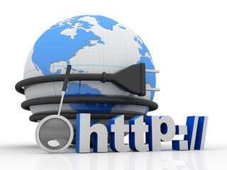 Poster - 3d rendering https WWW sign with optical cable
