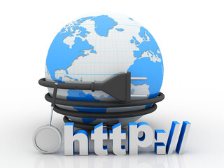 Poster - 3d rendering https WWW sign with optical cable
