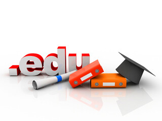 Poster - 3d rendering office document Binder with graduate cap