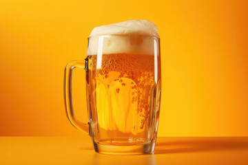 Poster - Mug of beer on yellow background