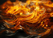 Gold fire, futuristic glowing golden fire waves background. 3D special effect black and 24k gold abstract luxury burning hot fire wallpaper graphic resource for concept, packaging, technology brochure