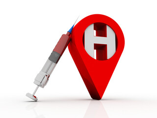 Poster - 3d rendering hospital navigation with Syringe
