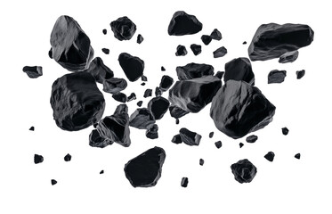 Wall Mural - falling rocks isolated transparency background.