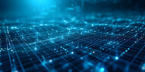 digital connectivity with abstract blue technology background and cyber network grids