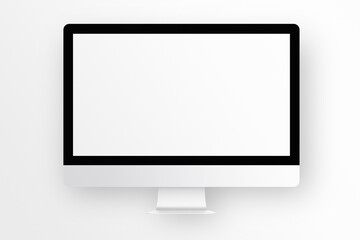 LCD monitor personal computer isolated template mono block. Blank screen mockup frame display to showcase website design project.