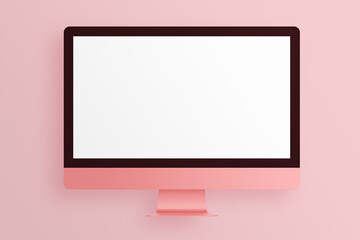 LCD monitor personal computer isolated template mono block. Blank screen mockup frame display to showcase website design project.