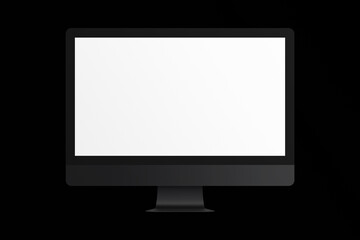 LCD monitor personal computer isolated template mono block. Blank screen mockup frame display to showcase website design project.