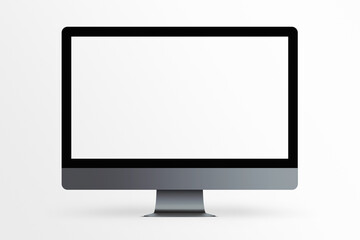 LCD monitor personal computer isolated template mono block. Blank screen mockup frame display to showcase website design project.