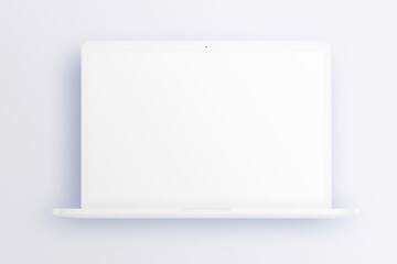 Notebook LCD monitor personal computer isolated template mono block. Blank laptop screen mockup frame display to showcase website design project.