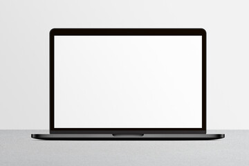 Notebook LCD monitor personal computer isolated template mono block. Blank laptop screen mockup frame display to showcase website design project.