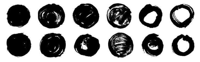 Poster - grungy vector black ink brush scribble collection. hand drawn textured punk style shapes. artistic c