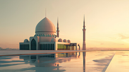 middle eastern style mosque looks magnificent in the afternoon