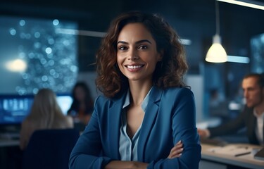 Wall Mural - Businesswoman smiling confidently in office