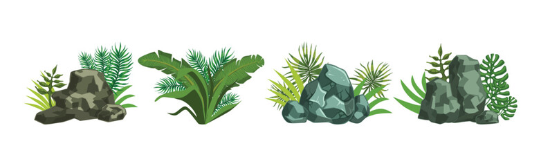 Poster - Tropical Jungle Landscape Design Elements and Object Vector Set