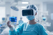 © nuengneng - A front of professional doctor using VR glasses control operating room procedure, New innovative intelligence technology in modern hospital. Virtual reality glasses concept.