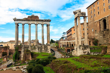 Wall Mural - Ruins of the Roman Forum in Rome, Italy