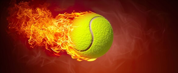 Wall Mural - tennis ball on fire