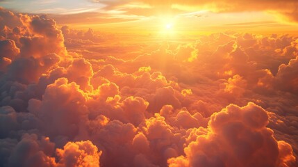 Poster - A view of a beautiful sunset with clouds in the sky, AI